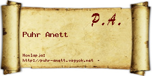 Puhr Anett névjegykártya